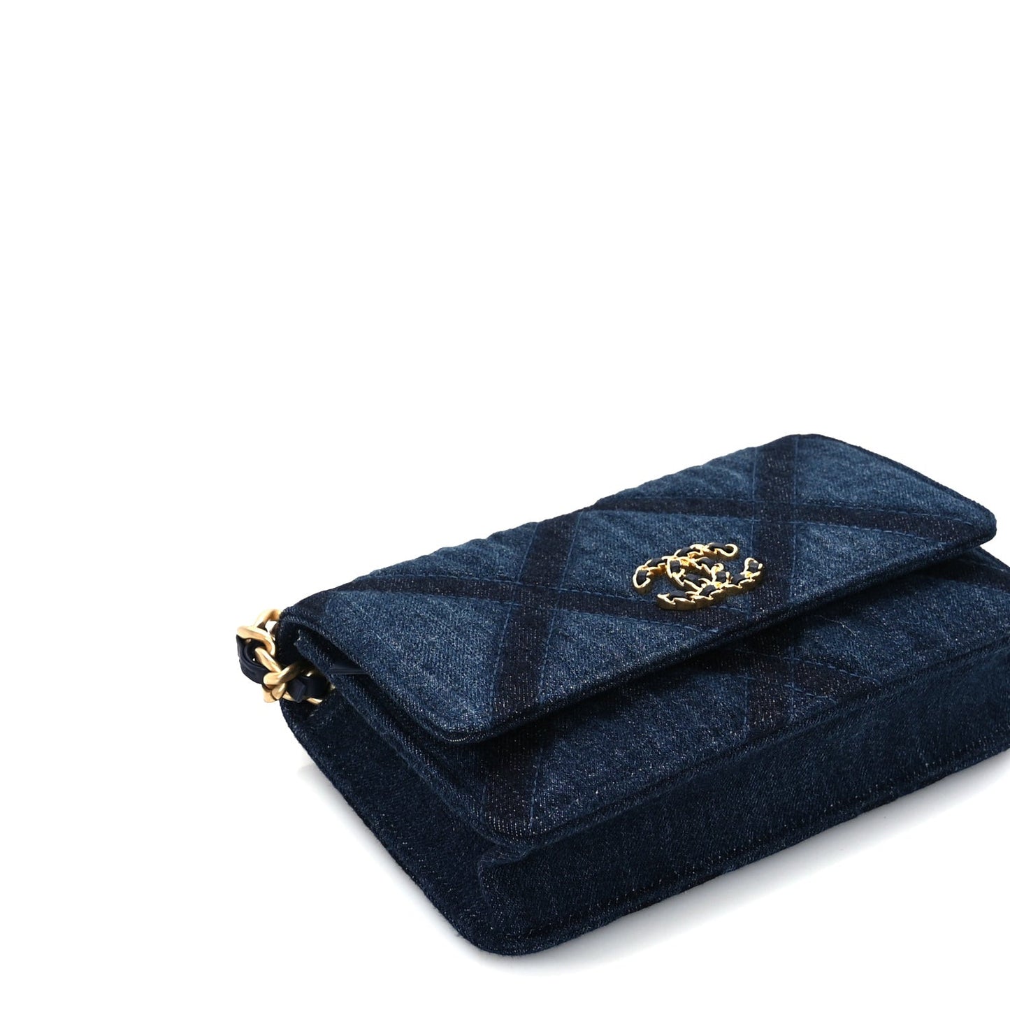 Denim Quilted 19 Wallet On Chain WOC  Blue
