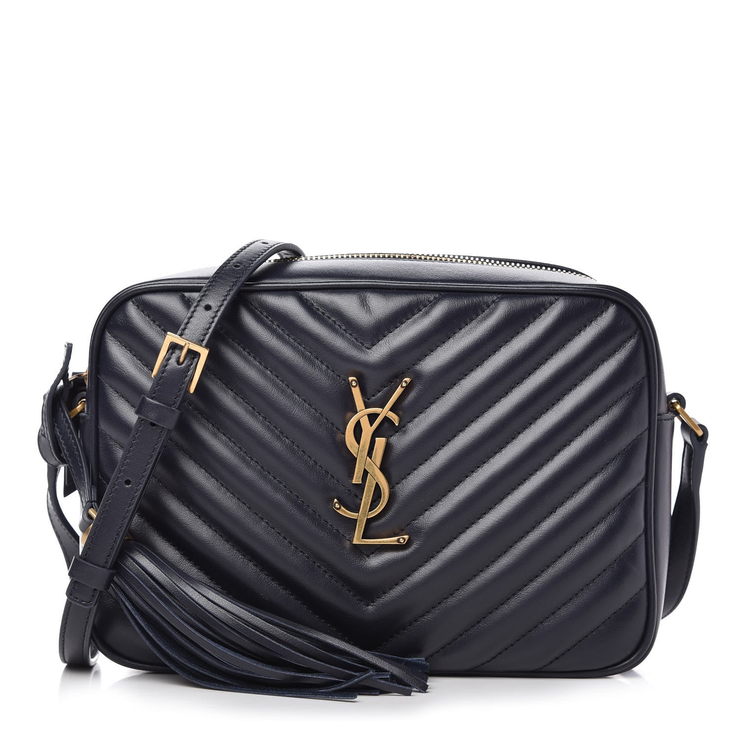 Saint Laurent Calfskin Matelasse Monogram Lou Camera Bag Navy 1 of 11