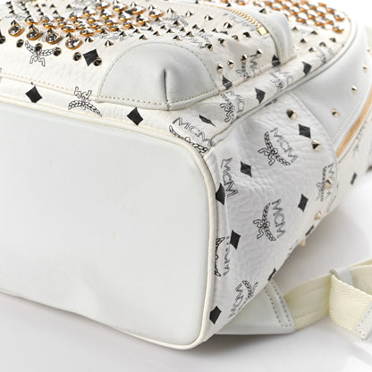 MCM Visetos Swarovski Studded Small Diamond Backpack White 8 of 8