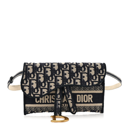 Christian Dior Oblique Slim Saddle Pouch Blue 1 of 10