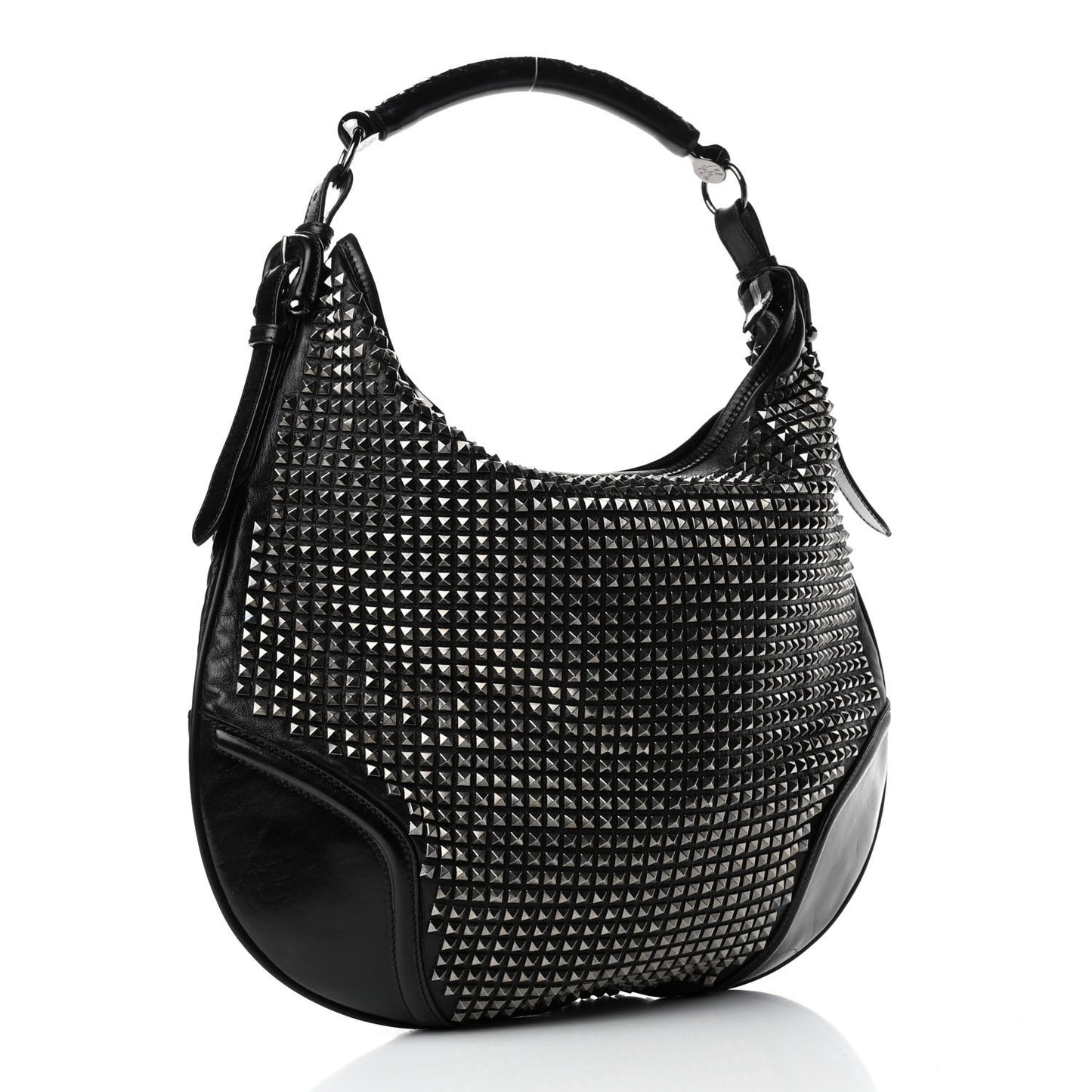 Calfskin Studded Hoxton Hobo Black