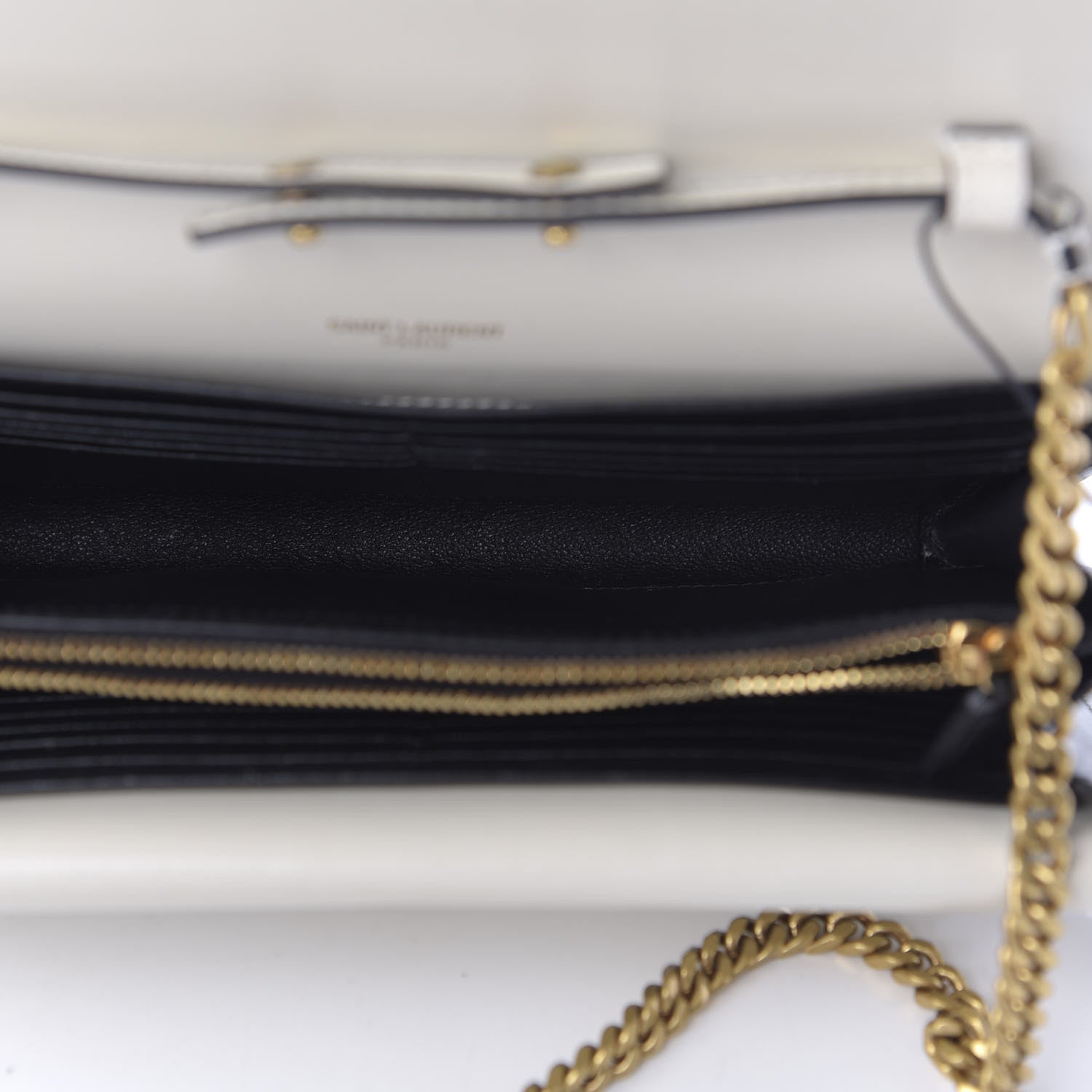 Saint Laurent Smooth Calfskin Monogram Sulpice Chain Wallet Black Crema Soft 5 of 11