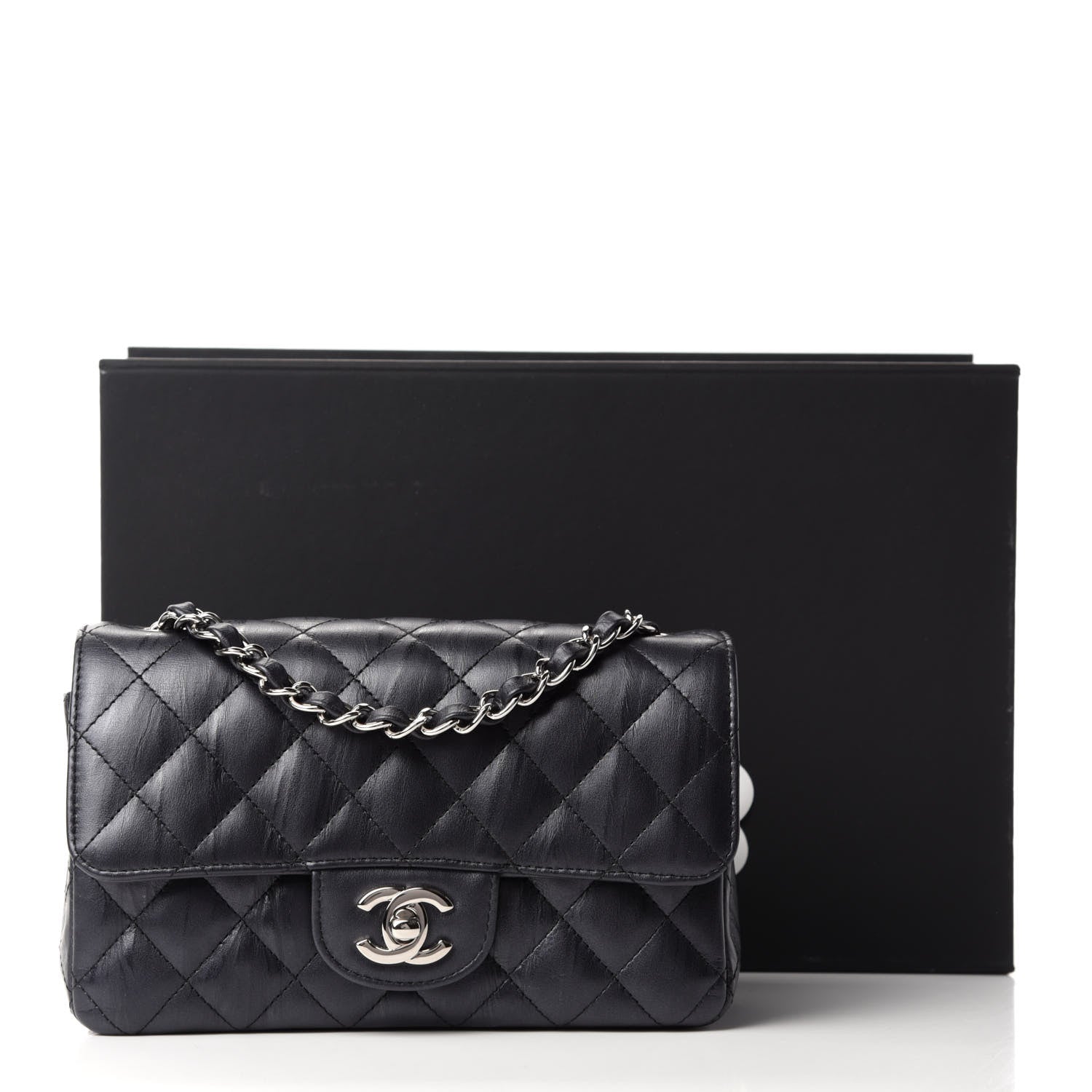 Chanel Iridescent Calfskin Quilted Mini Rectangular Flap Charcoal 11 of 11