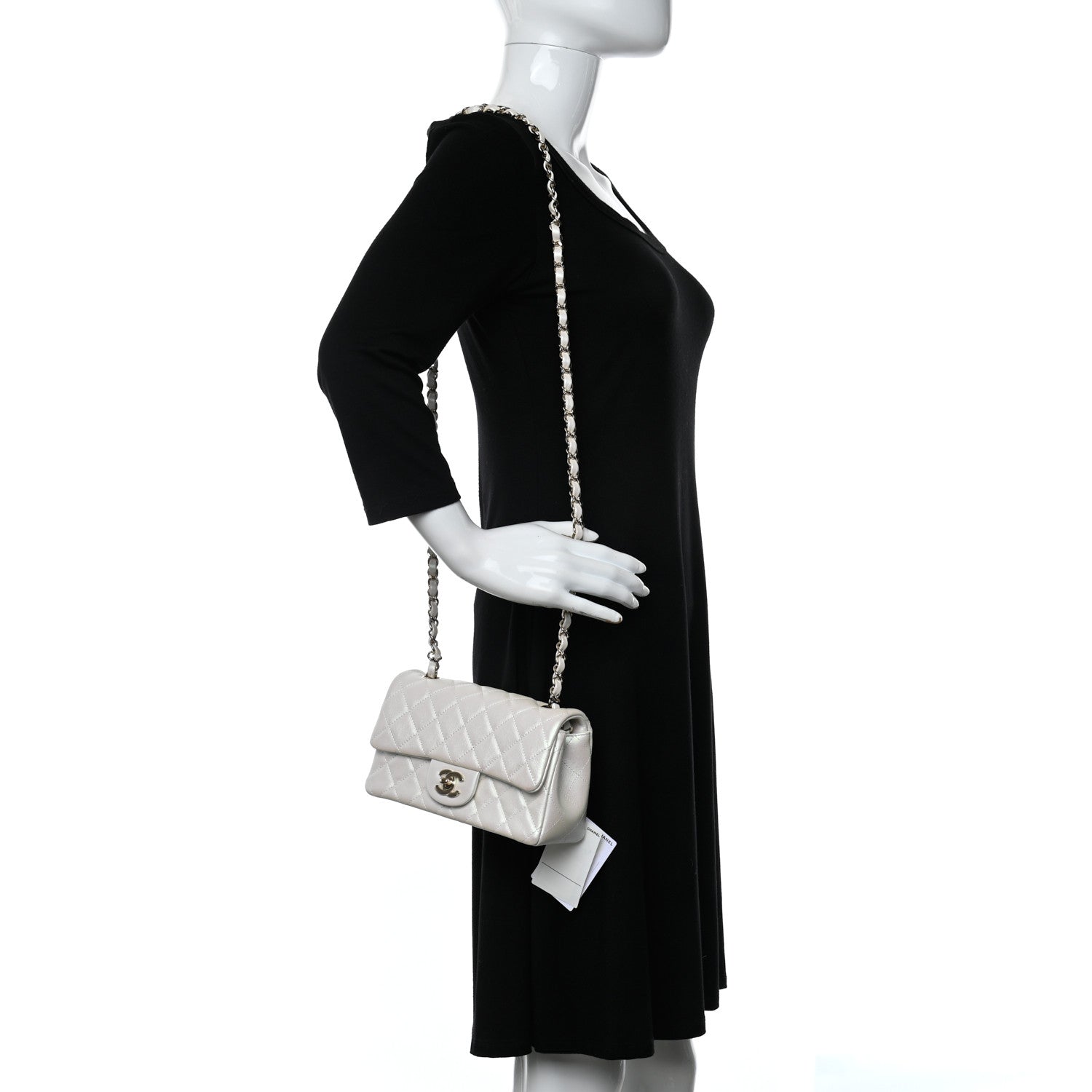 Chanel Iridescent Calfskin Quilted Mini Rectangular Flap White 1 of 8