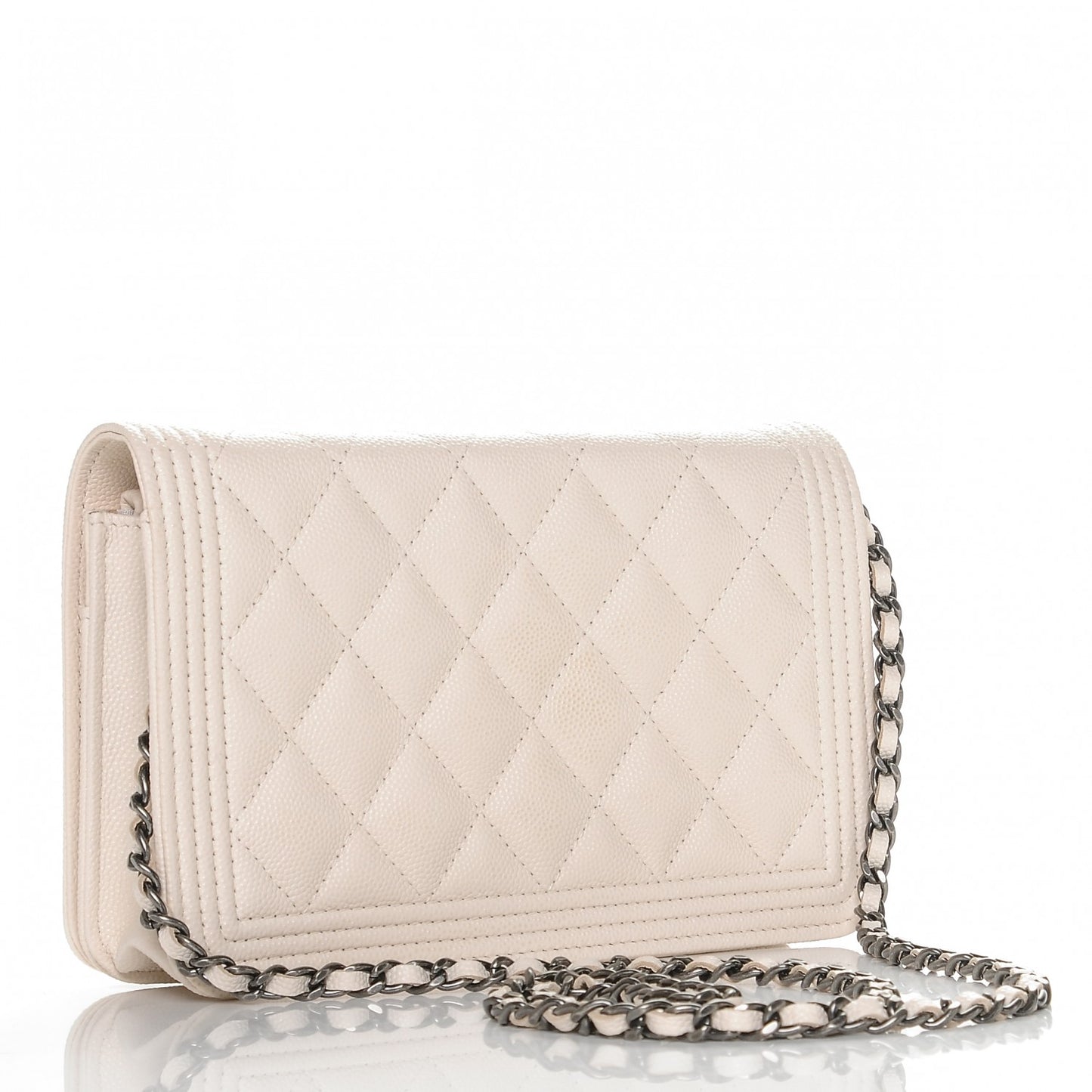 Caviar Quilted Boy Wallet On Chain WOC Ivory
