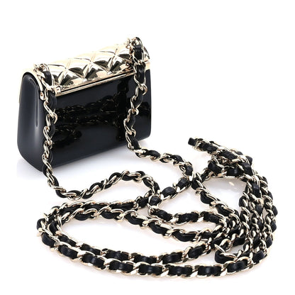 Chanel Metal Resin Lambskin Flap Bag Long Necklace Gold Black 3 of 5