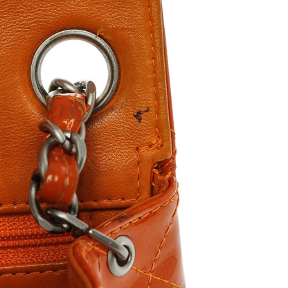 Chanel Patent Quilted Mini Square Flap Dark Orange 10 of 11