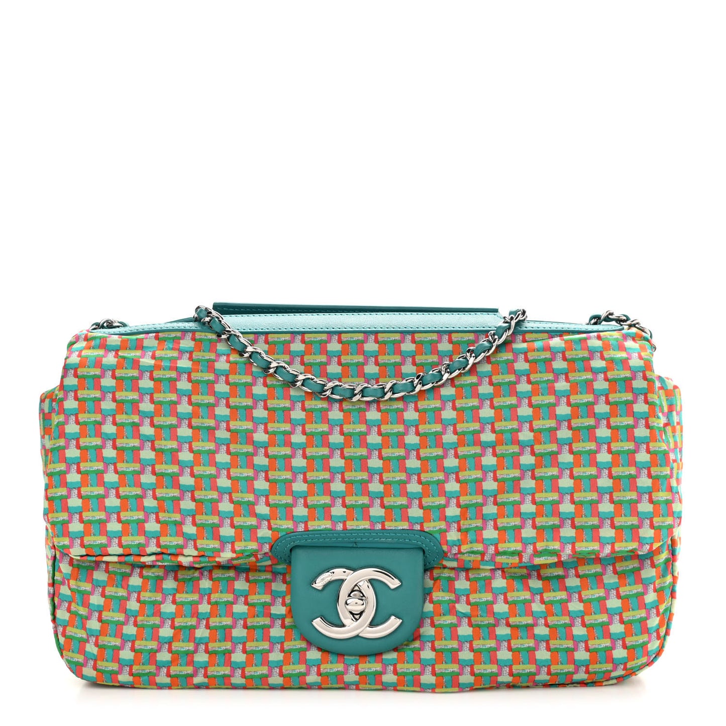 Lambskin Quilted Small Coco Rain Flap Turquoise