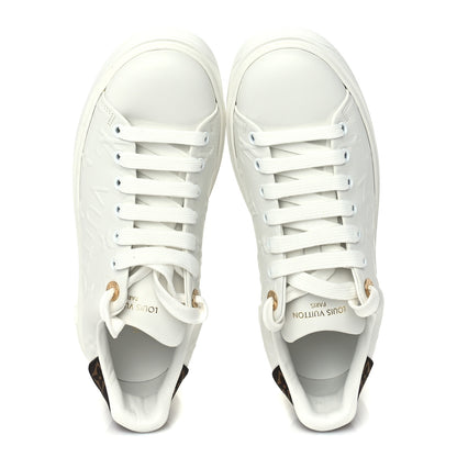 Louis Vuitton Lambskin Embossed Monogram Time Out Sneakers 38 White 5 of 8