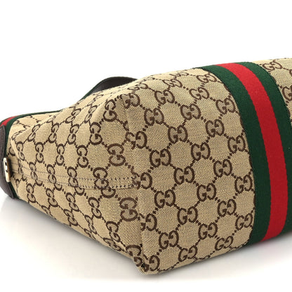 Gucci Monogram Web Small Giglio Tote Beige  Dark Brown 10 of 11