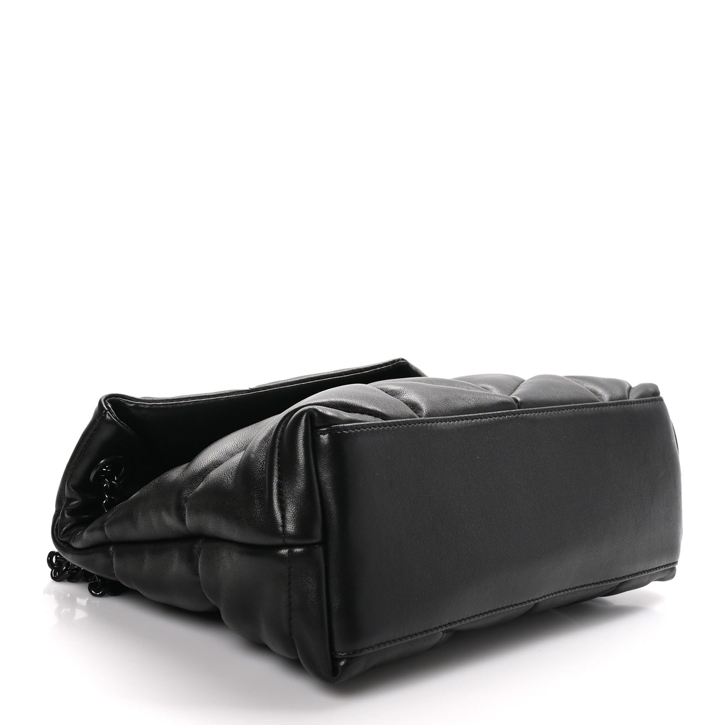 Lambskin Quilted Monogram Monochrome Small Loulou Puffer Chain Satchel Black