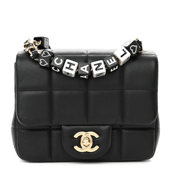 Chanel Lambskin Resin Crystal Square Quilted Mini Monacoco Flap Black 1 of 1