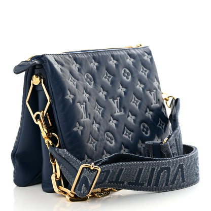 Louis Vuitton Lambskin Embossed Monogram Coussin PM Denim Blue 3 of 11