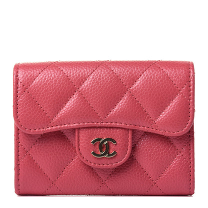 Chanel Caviar Quilted Flap Card Holder Wallet Pink 1 of 12