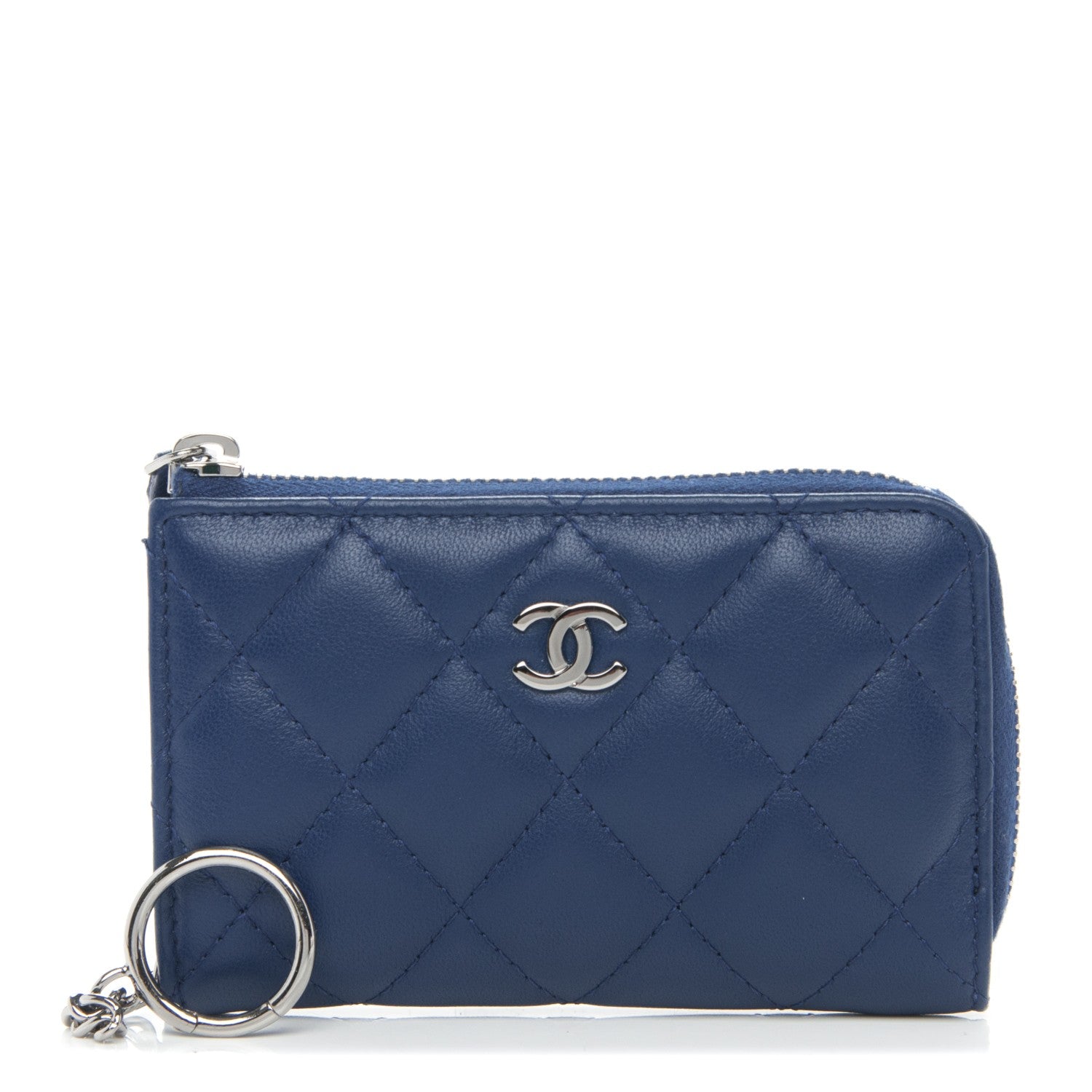 Chanel Lambskin Quilted Key Holder Case Blue 1 of 7