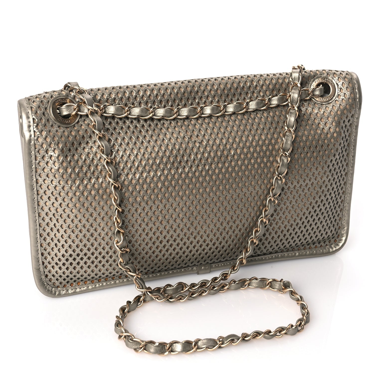 Chanel Perforated Calfskin Large Up In The Air Flap Light Gold 2 of 9