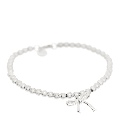 Tiffany Sterling Silver 4mm Bow Bead Bracelet 1 of 5