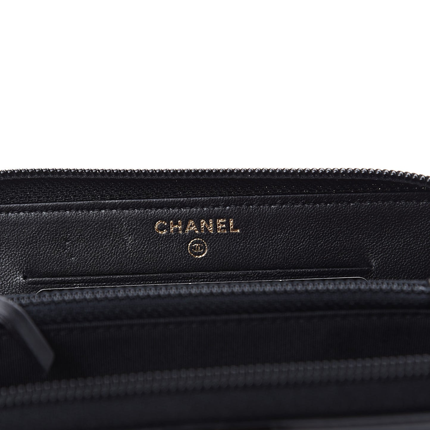 Glazed Calfskin Quilted Small Boy Zip Around Wallet Black