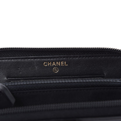 Chanel Glazed Calfskin Quilted Small Boy Zip Around Wallet Black 6 of 9