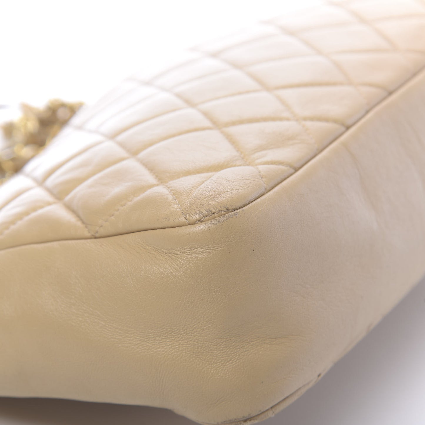 Lambskin Quilted Jumbo Single Flap Beige