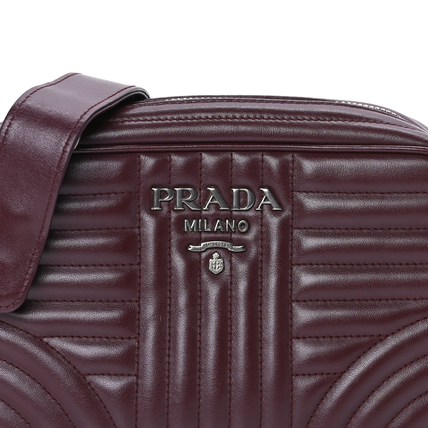 Prada Soft Calfskin Impunture Diagramme Camera Bag  Granato 6 of 7
