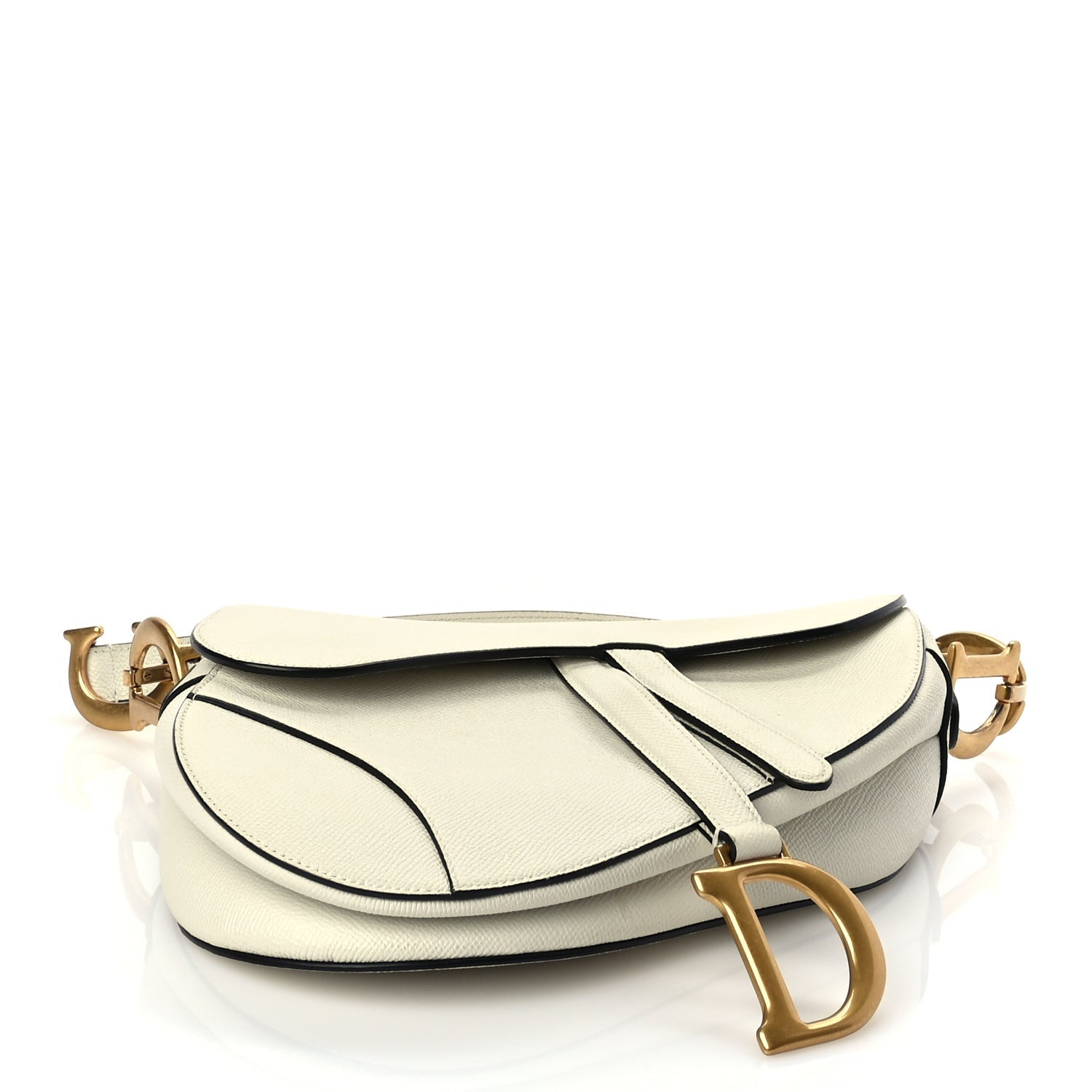Christian Dior Grained Calfskin Saddle Bag With Strap Latte 3 of 8