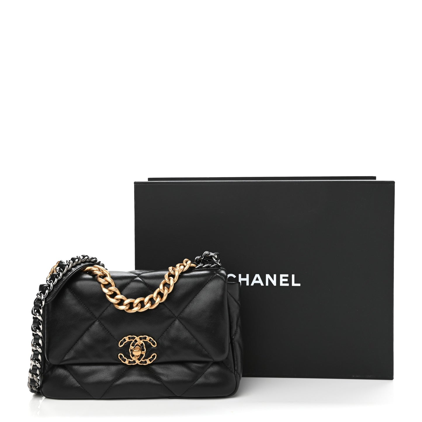 Lambskin Quilted Medium Chanel 19 Flap Black