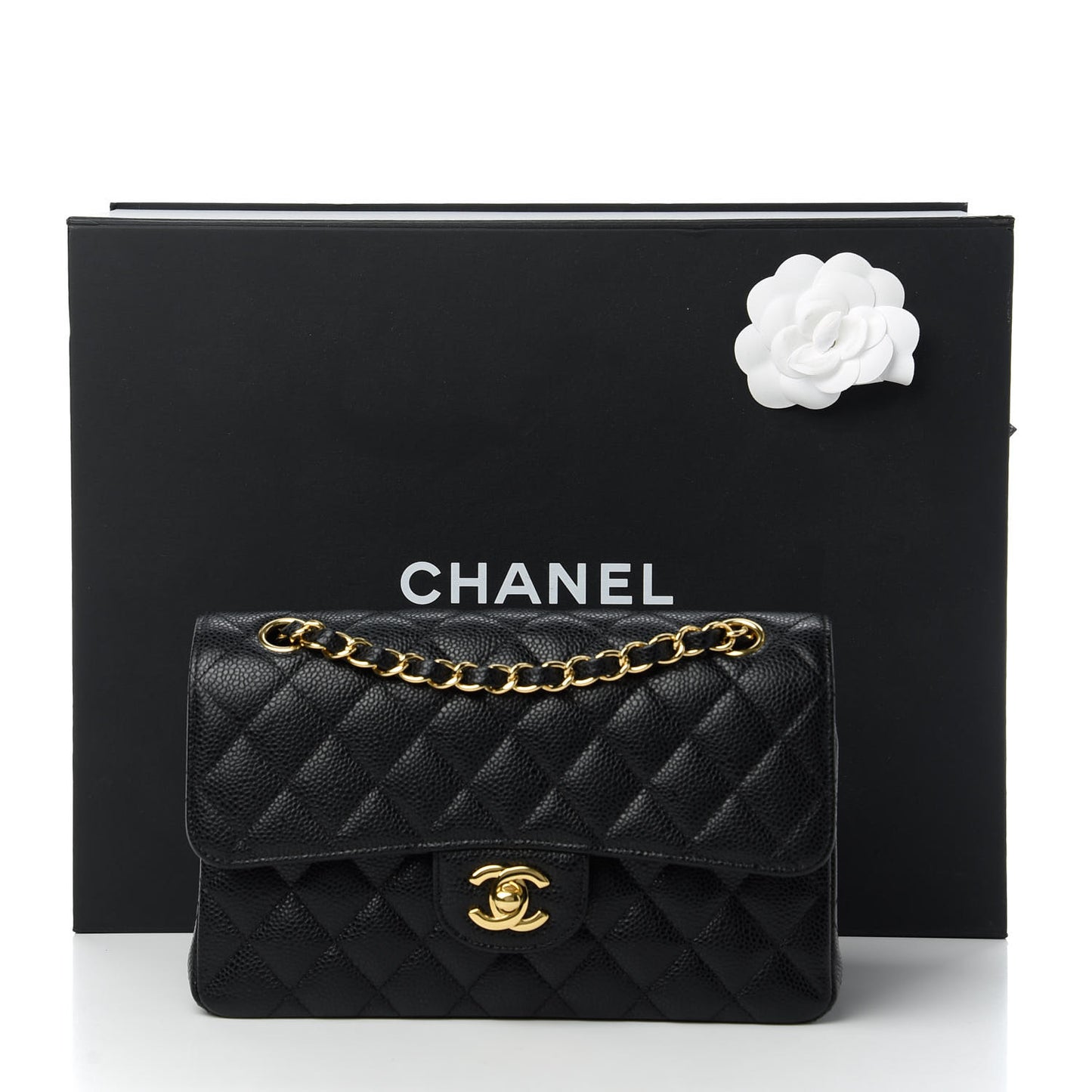 Caviar Quilted Small Double Flap Black