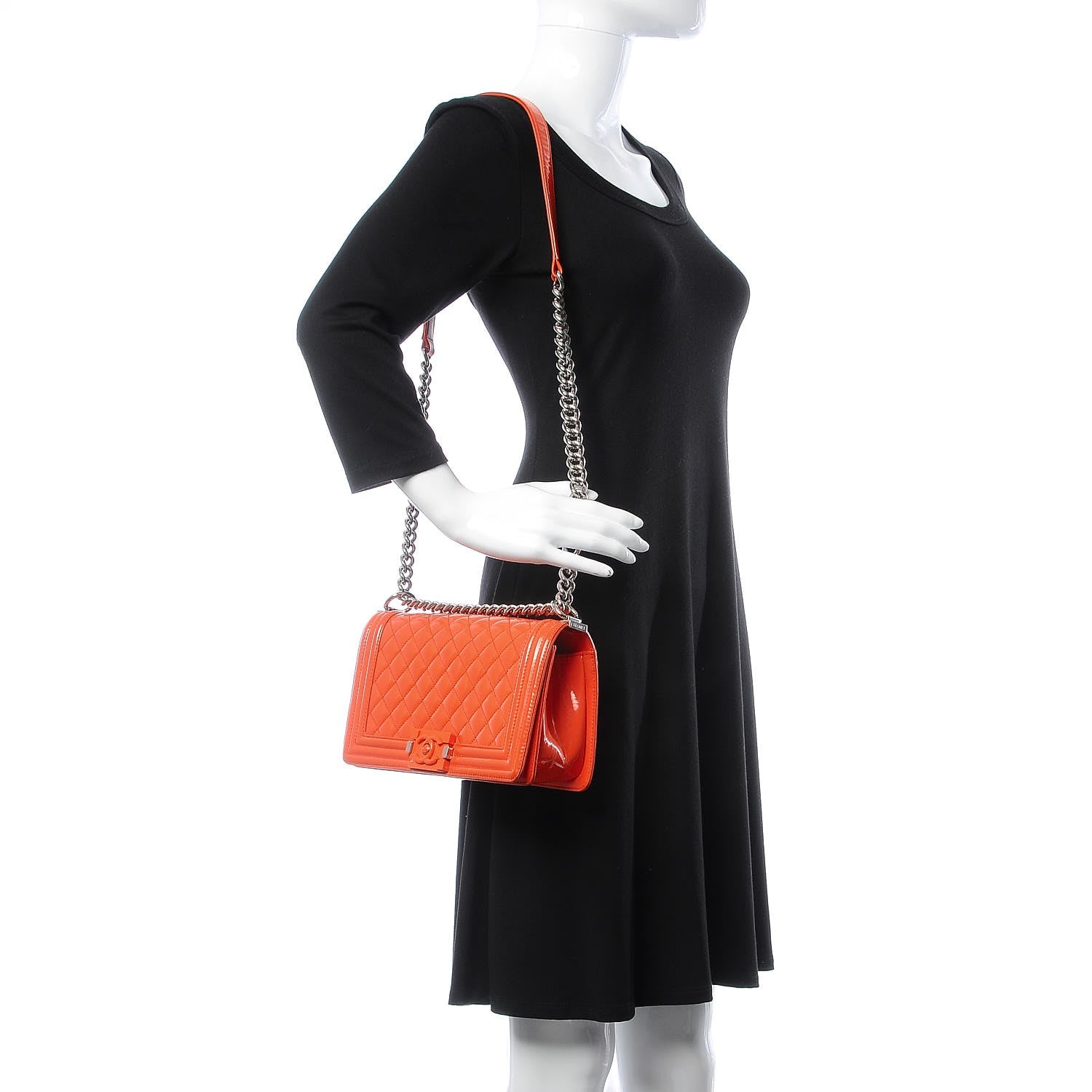 Chanel Patent Quilted Medium Plexiglass Boy Flap Orange 2 of 13