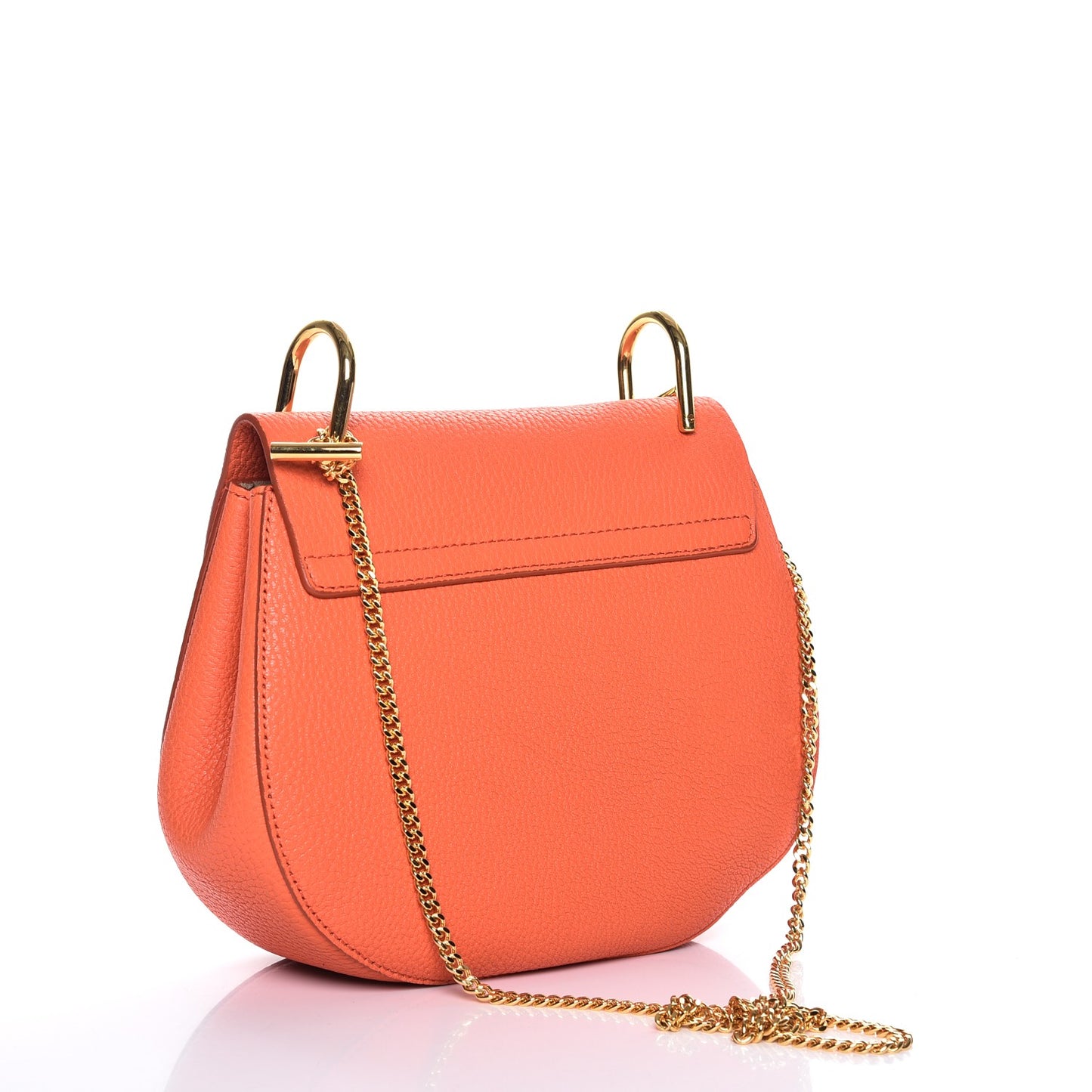 Grained Lambskin Medium Drew Shoulder Bag Orange