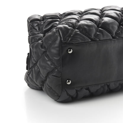 Chanel Lambskin Bubble Quilt Bowler Black 6 of 10