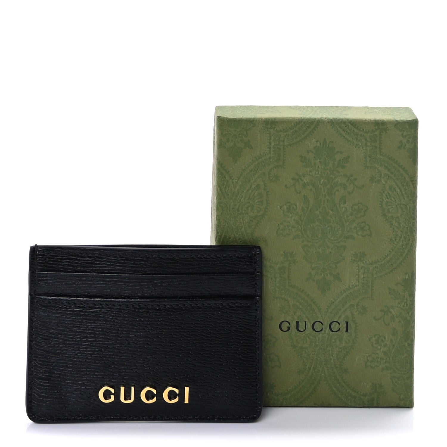 Gucci Calfskin Script Card Holder  Black 7 of 8