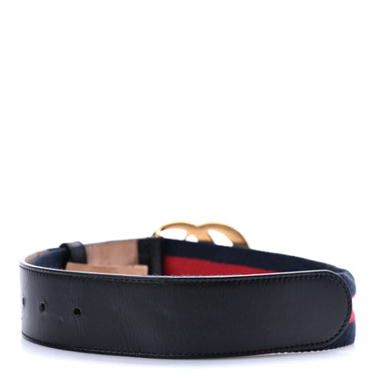 Gucci Nylon Calfskin Double G Web 40mm Belt 80 32 Blue Red Black 2 of 5