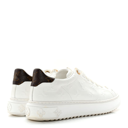 Louis Vuitton Calfskin Monogram Debossed Time Out Sneakers 38 White 4 of 14