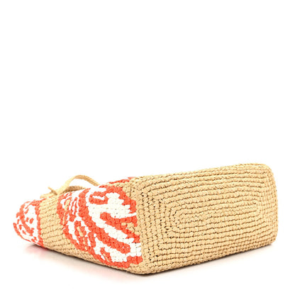 Prada Raffia Floral Small Logo Tote Naturale Arancio Naturale Arancio 4 of 7