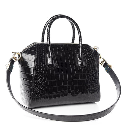 Givenchy Calfskin Crocodile Embossed Small Antigona Black 3 of 10