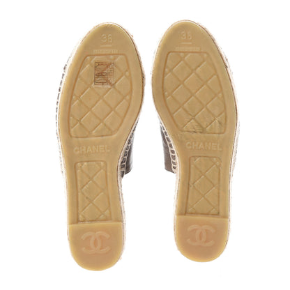 Chanel Calfskin CC Espadrille Mules 36 Beige 5 of 7