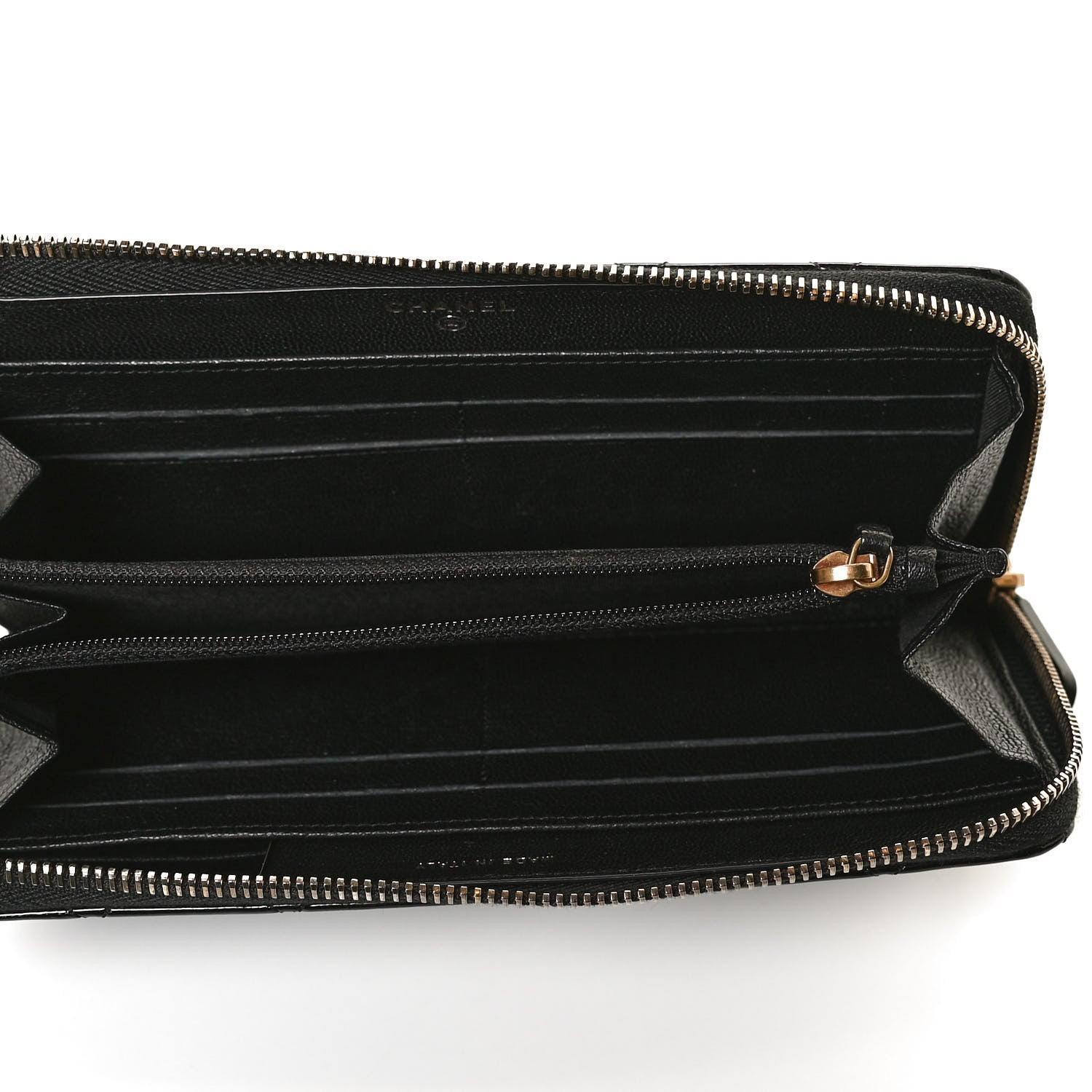 Chanel Patent Quilted Large Gusset Zip Around Wallet Black 5 of 11