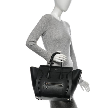 Celine Drummed Calfskin Mini Luggage Black 2 of 7