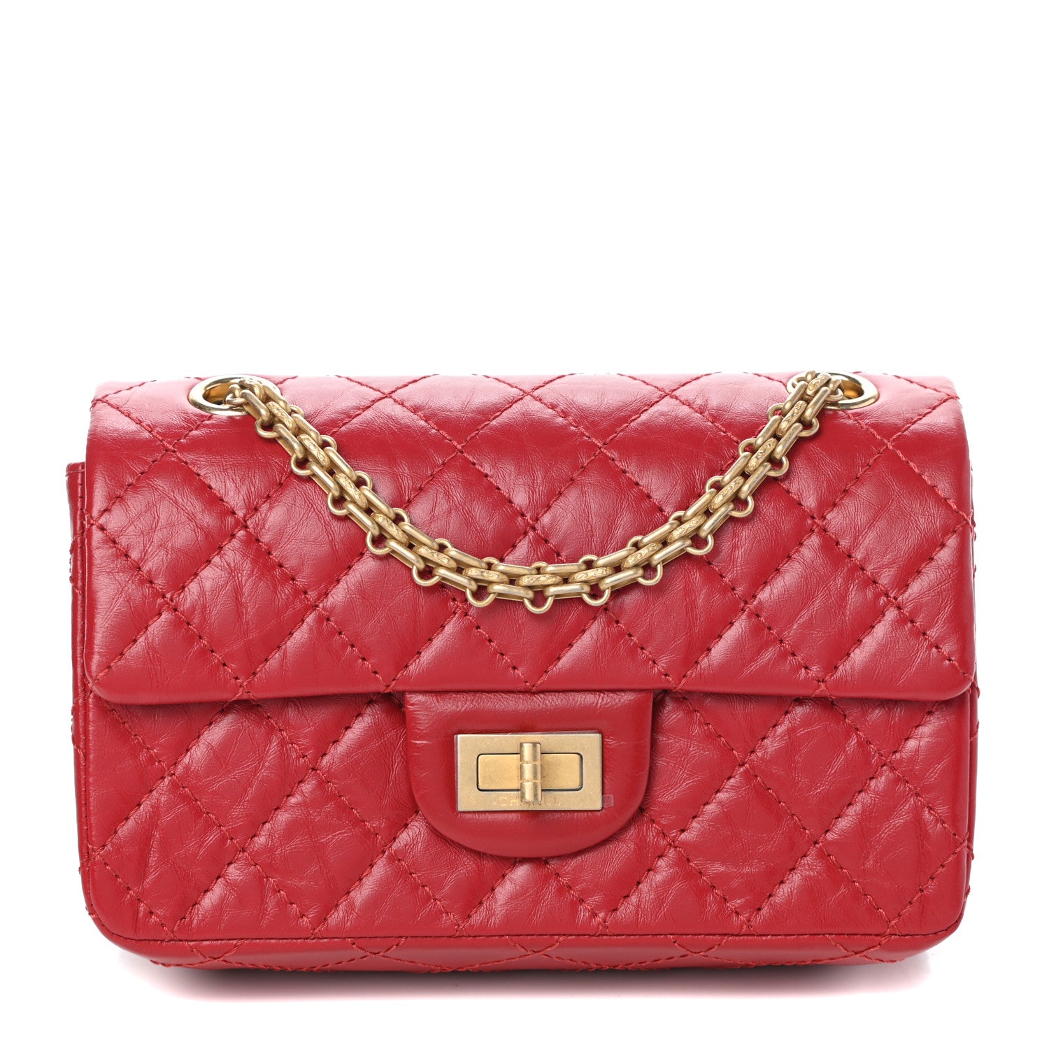 Chanel Aged Calfskin Quilted 2.55 Reissue Mini Flap Red 1 of 9
