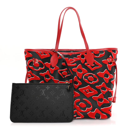 Louis Vuitton X UF Tufted Monogram Neverfull MM Black Red 2 of 9