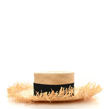 Chanel Raffia Wide Brimmed Hat L Beige Black 5 of 9