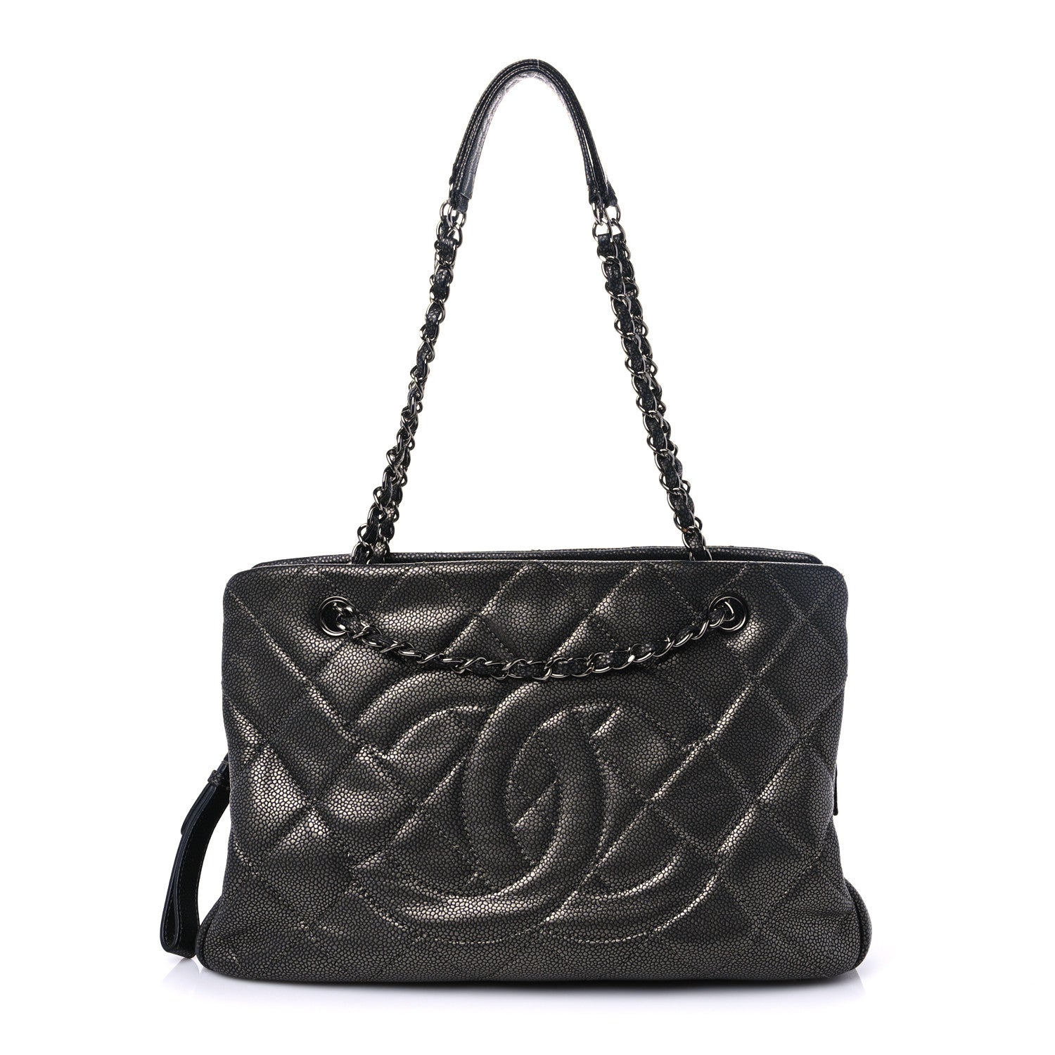 Chanel Metallic Caviar Quilted CC Tote Dark Silver 1 of 15