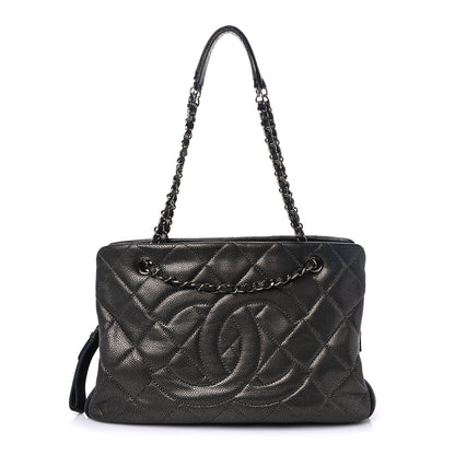 Chanel Metallic Caviar Quilted CC Tote Dark Silver 1 of 15
