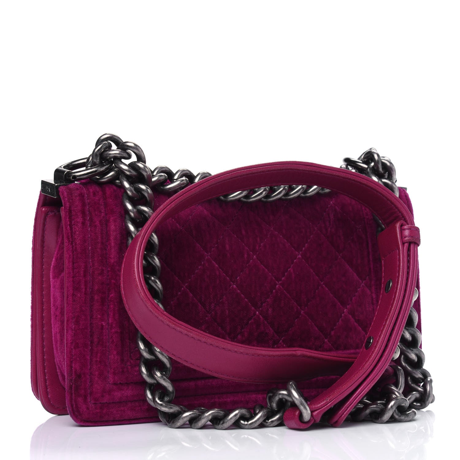 Chanel Velvet Quilted Small Boy Flap Fuchsia 2 of 4