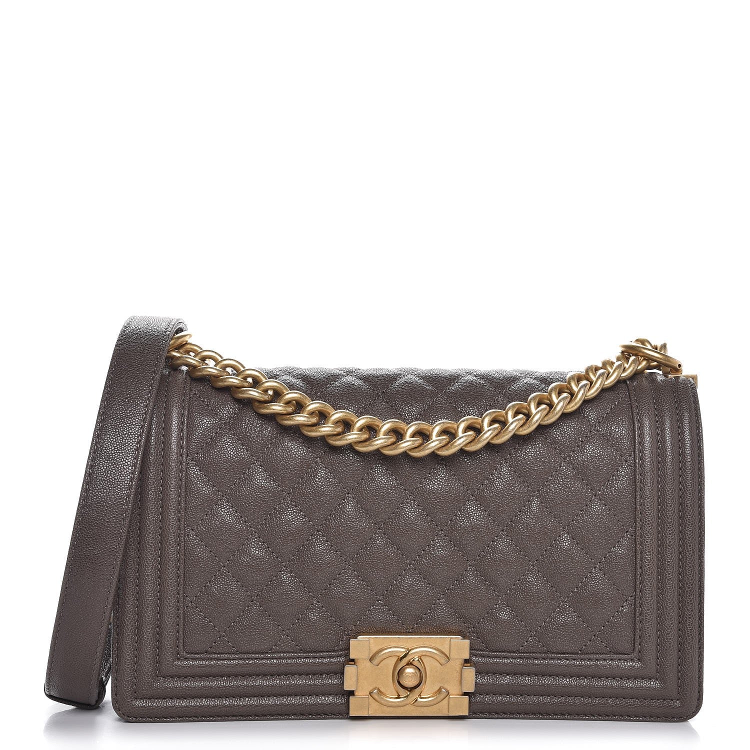 Chanel Caviar Quilted Medium Boy Flap Khaki 1 of 9