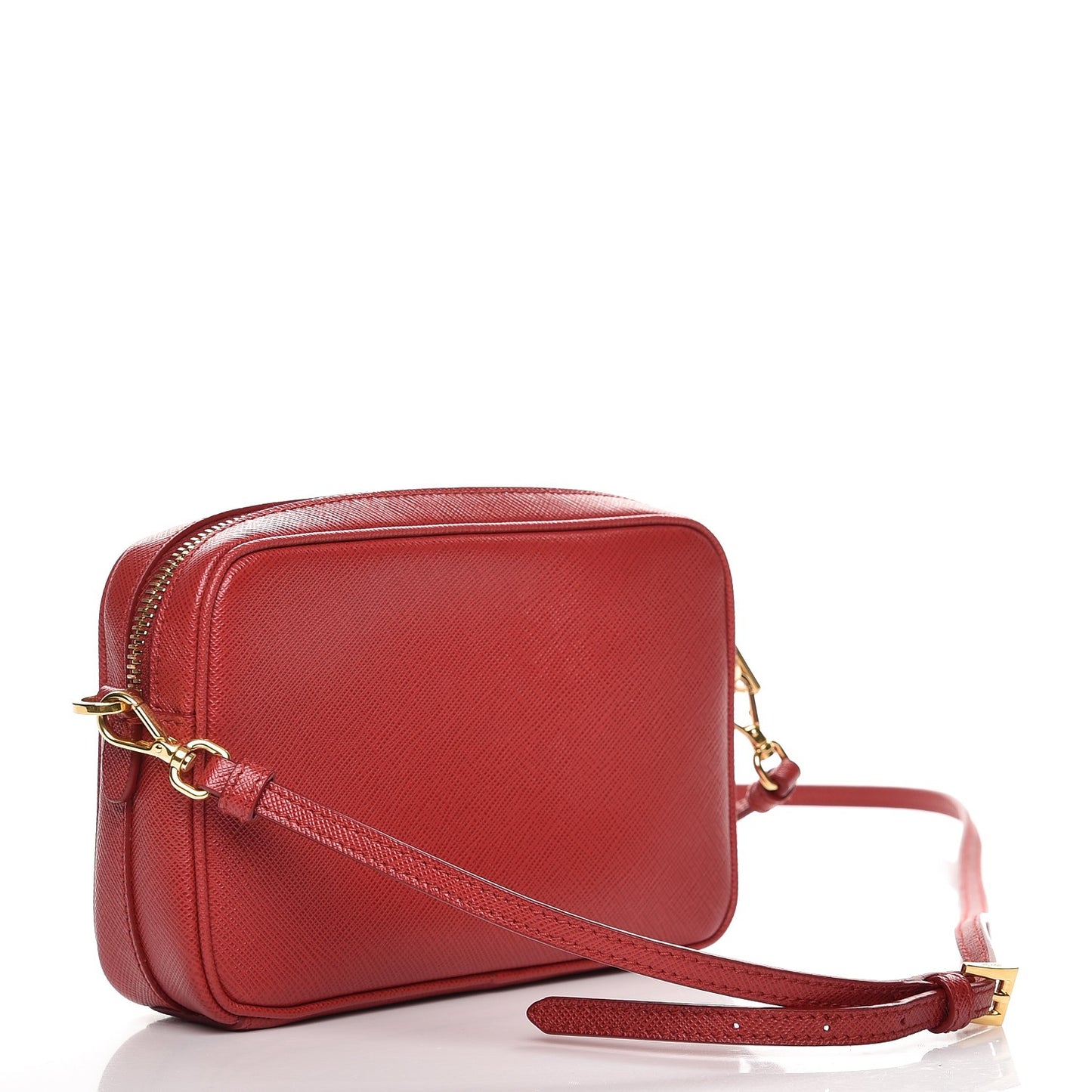 Saffiano Mini Camera Crossbody Bag Rosso