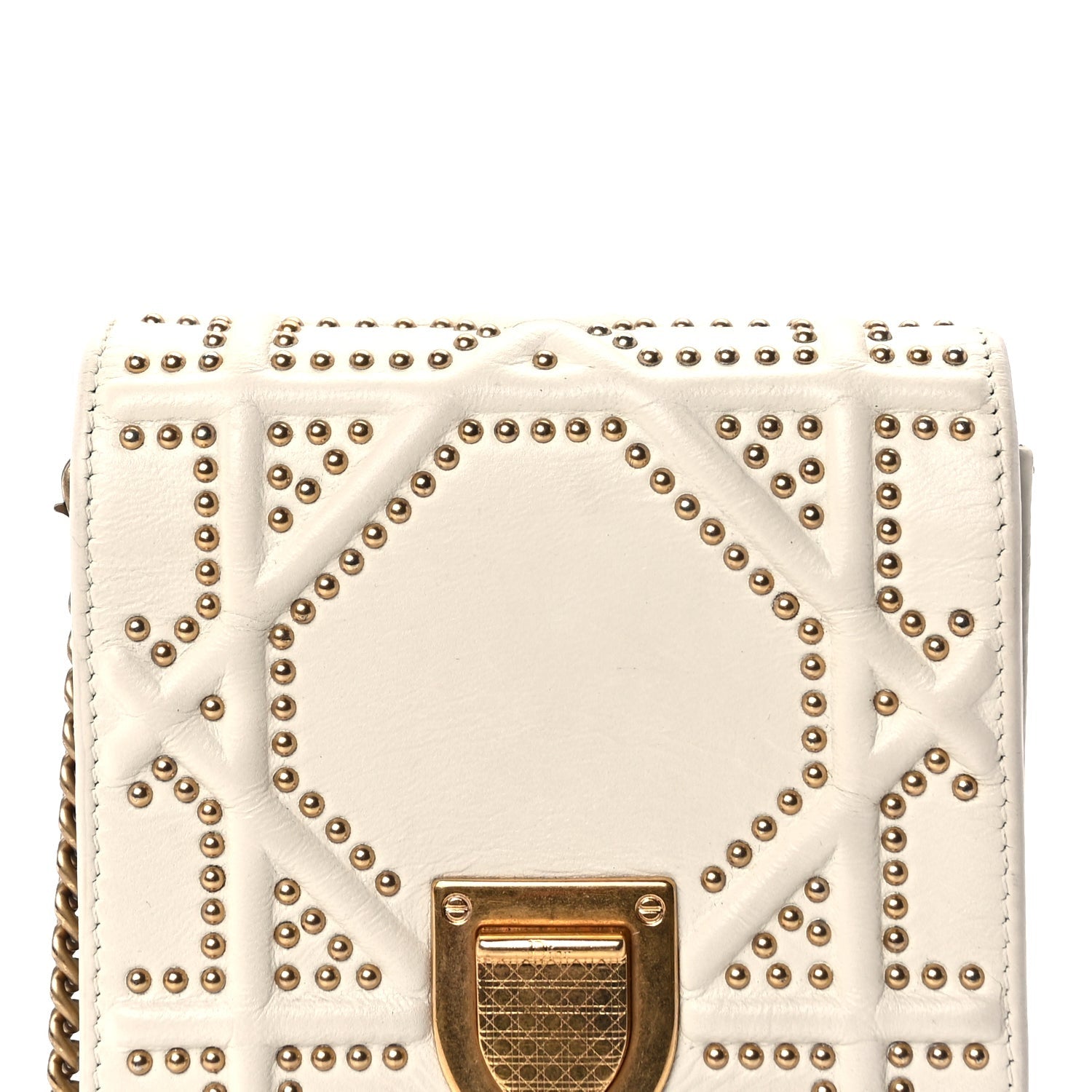 Christian Dior Calfskin Studded Vertical Diorama White 6 of 7