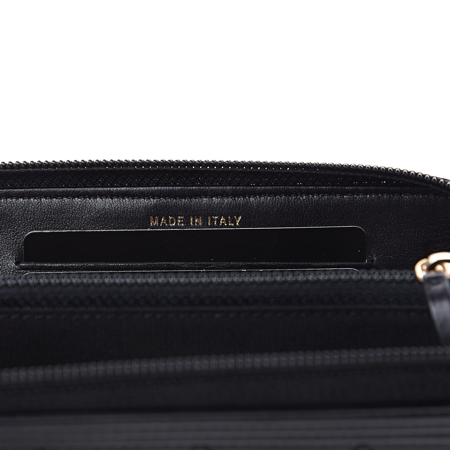 Glazed Calfskin Quilted Small Boy Zip Around Wallet Black