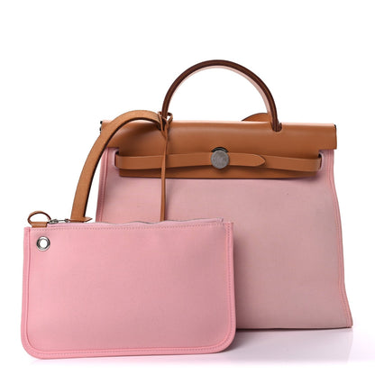 Hermes Vache Hunter Toile Herbag Zip 31 PM Rose Sakura 2 of 10